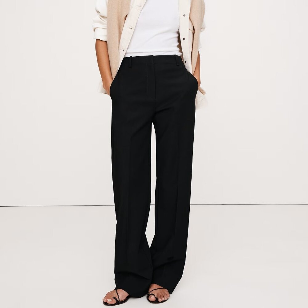 NWT Banana Republic Black Modern Straight High-Rise City Pants 4P